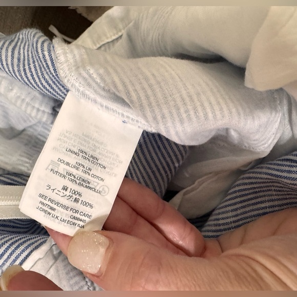 J.Crew Stripe Linen Tie Waist stripe Jumpsuit - Picture 9 of 9